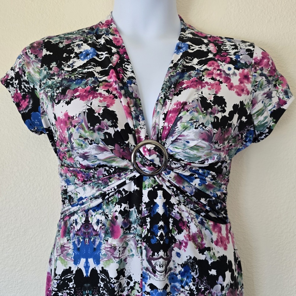 Robert Louis Y2k Babydoll Dress Women Sz Large Stretchy Floral Tie Dye Fairy - Picture 3 of 6